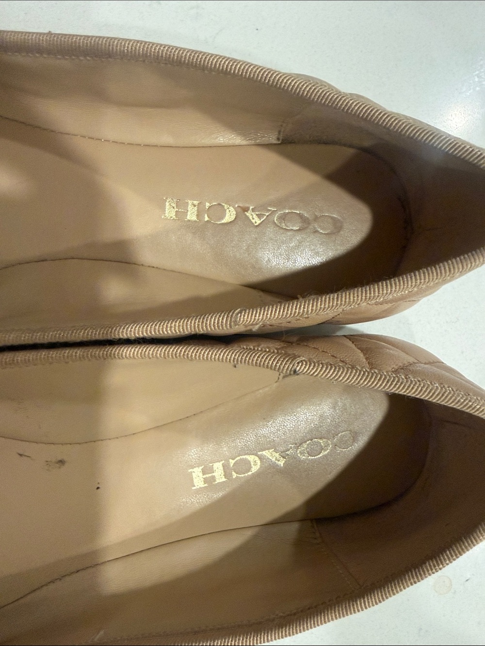 Coach Two-Tone Nude and Black Quilted Ballet Flats - Picture 3 of 6